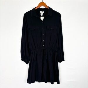 NWT L Space Black Amelia Dress Size S Button Up Wrap Waist Mini